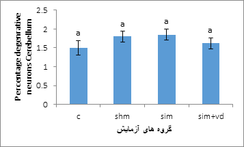 Figure 2: Effect of simvastatin and vitamin D on the cerebellar neurons (Mean ± SEM). abc Different letters indicate a significant difference between groups in each column (p < 0.05).