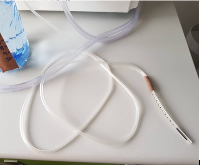 Figure 6: Size 3 endotracheal tube attached to intravenous fluid giving set using plaster.
