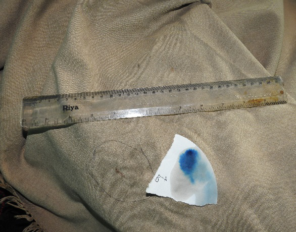 Figure 7: Suspected semen stains detected on jacket lying in room No.2. Collection of Evidence The exhibits material found in the room no. 1 and room no. 2, were collcted. It was also instructed to Investigating Officer to dry the stains on the exhibits. in the air and kept biological evidences in the paper envelopes and forward the exhibits to the Forensic Science Laboratory of further examination.