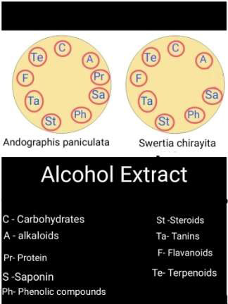 Figure 5: Graphical representation of Phytochemical analysis in alcohol extract of A. paniculata and S. chirayita.