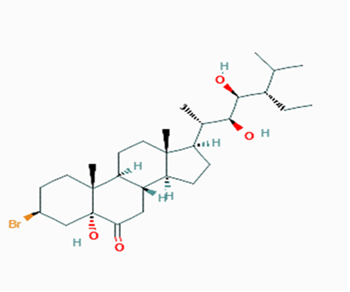 Figure 3: Compound-2 (22S,23S)-3𝛽-Bromo-5𝛼,22,23 trihydroxystigmastan-6-one.