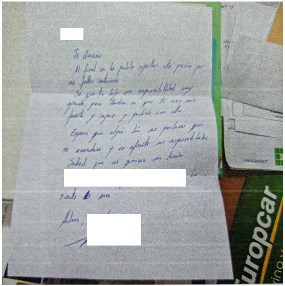Figure 2: Technical note addressed to his colleagues.