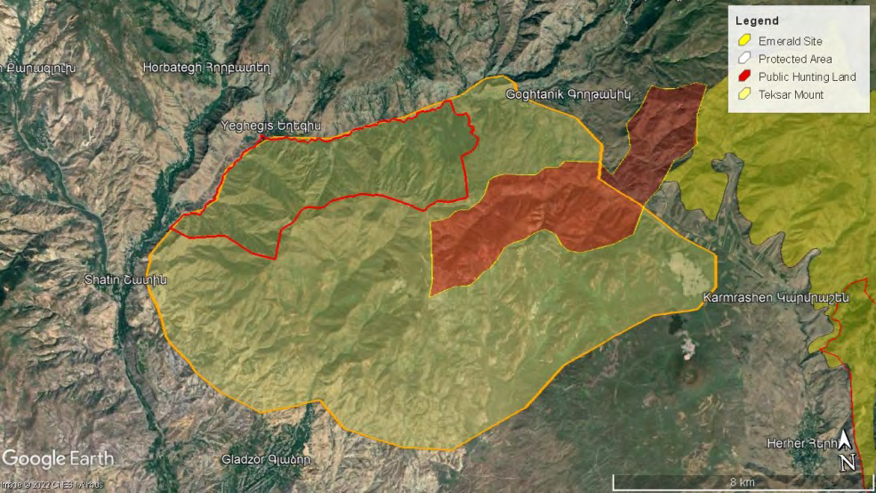 Figure 2: Overlap of various categories of the areas within the boundaries of Teksar Mount site.