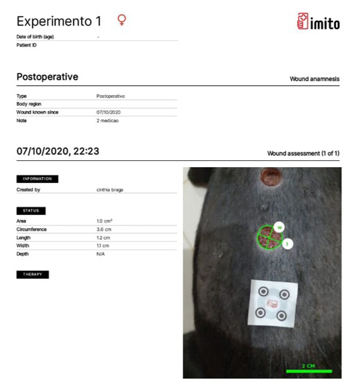 Figure 2: Wound measurement using the Imito Wound app.