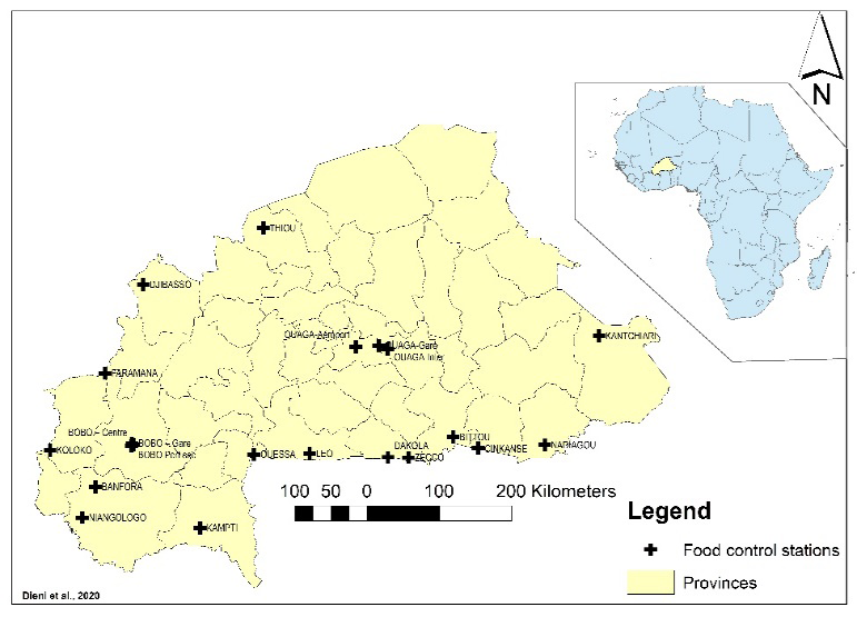 Figure 1: Location of food entry points in Burkina Faso.