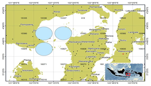 Figure 1: Fishing ground of tiger prawn (P. semisulcatus ) in Bombana and adjacent waters.