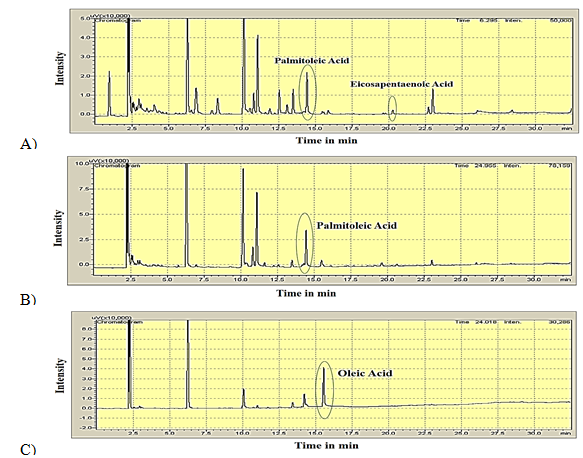 Figure 2: Also, the noteworthy fatty acids identified by GC are presented in Table 2.