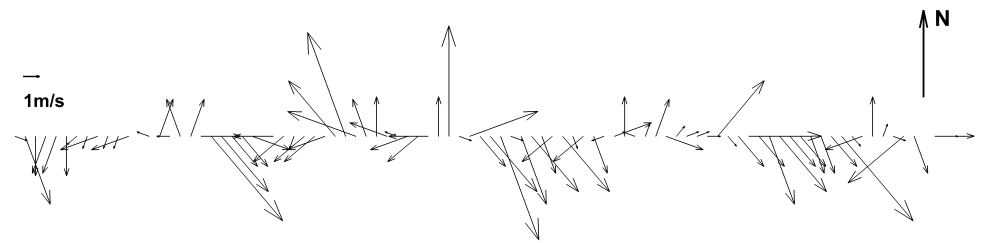Figure 3: The current generating unsteady winds, June 2000.